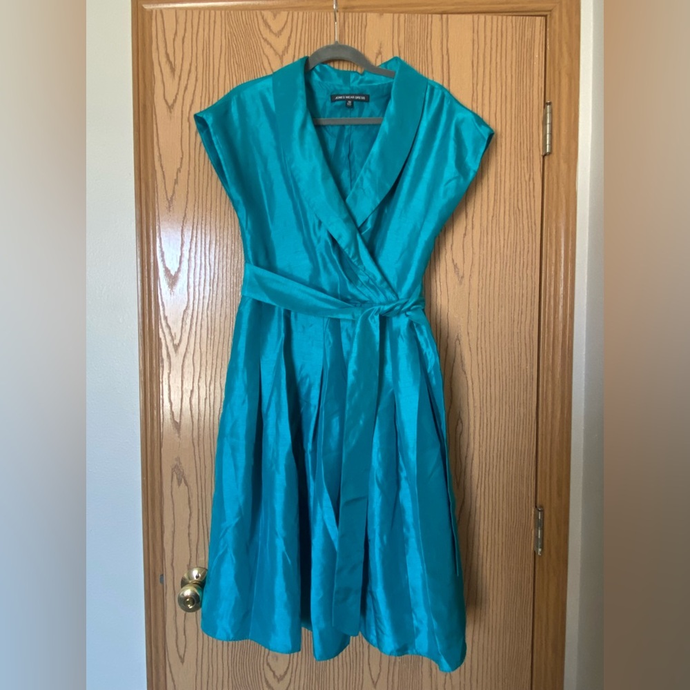 Jones Wear Dress Teal Wrap Dress - Size 10